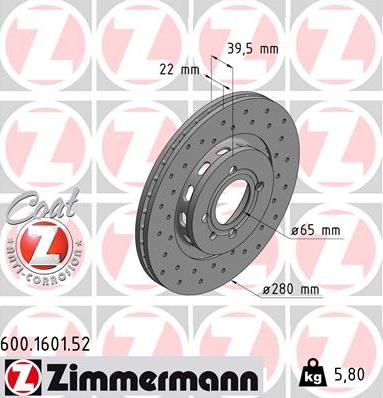 Zimmermann 600.1601.52 - Kočioni disk www.molydon.hr