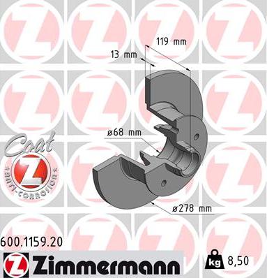 Zimmermann 600.1159.20 - Kočioni disk www.molydon.hr