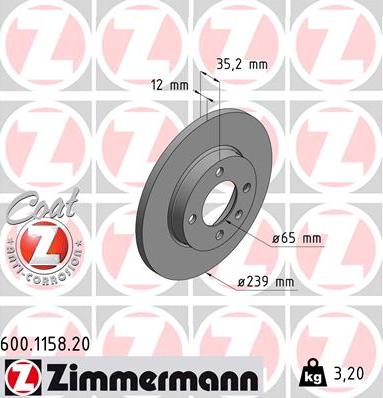 Zimmermann 600.1158.20 - Kočioni disk www.molydon.hr