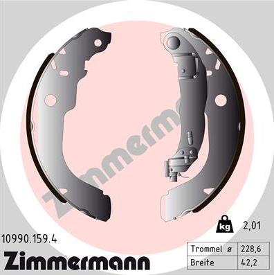 Zimmermann 10990.159.4 - Komplet kočnica, bubanj kočnice www.molydon.hr