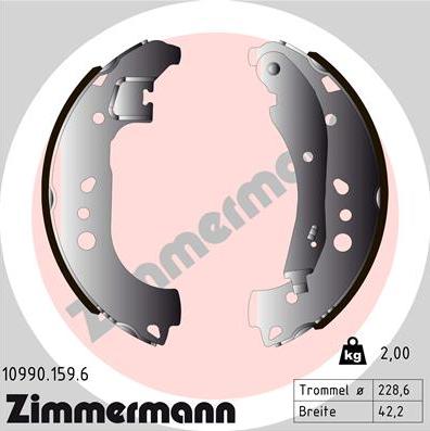 Zimmermann 10990.159.6 - Komplet kočnica, bubanj kočnice www.molydon.hr