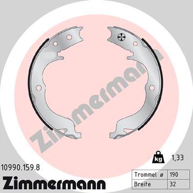 Zimmermann 10990.159.8 - Komplet kočionih obloga, rucna kočnica www.molydon.hr