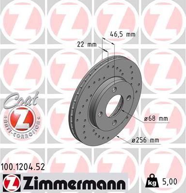 Zimmermann 100.1204.52 - Kočioni disk www.molydon.hr