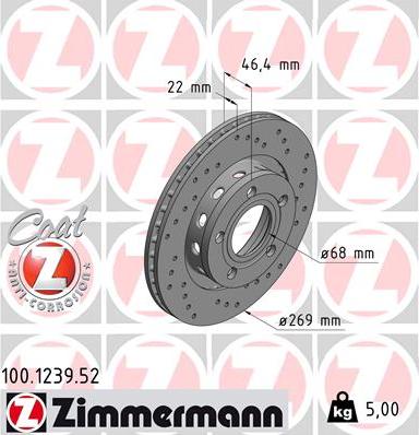 Zimmermann 100.1239.52 - Kočioni disk www.molydon.hr