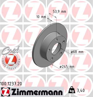 Zimmermann 100.1237.20 - Kočioni disk www.molydon.hr