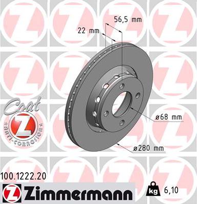 Zimmermann 100.1222.20 - Kočioni disk www.molydon.hr