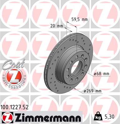 Zimmermann 100.1227.52 - Kočioni disk www.molydon.hr