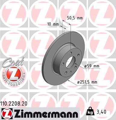 Zimmermann 110.2208.20 - Kočioni disk www.molydon.hr