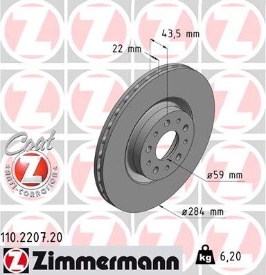 Zimmermann 110.2207.20 - Kočioni disk www.molydon.hr