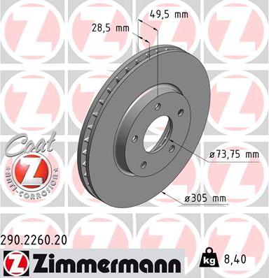 Zimmermann 290.2260.20 - Kočioni disk www.molydon.hr