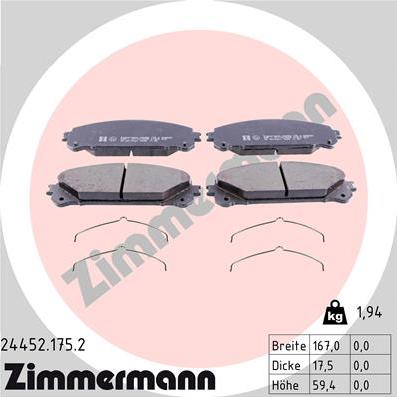 Zimmermann 24452.175.2 - Komplet Pločica, disk-kočnica www.molydon.hr