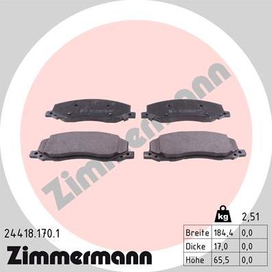 Zimmermann 24418.170.1 - Komplet Pločica, disk-kočnica www.molydon.hr