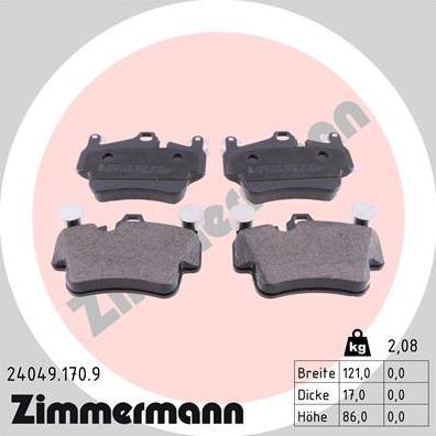 Zimmermann 24049.170.9 - Komplet Pločica, disk-kočnica www.molydon.hr