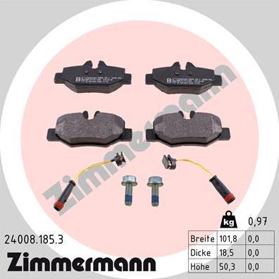 Zimmermann 24008.185.3 - Komplet Pločica, disk-kočnica www.molydon.hr