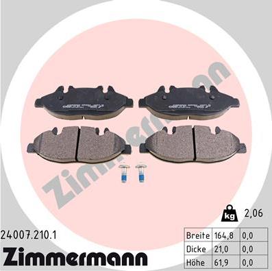 Zimmermann 24007.210.1 - Komplet Pločica, disk-kočnica www.molydon.hr