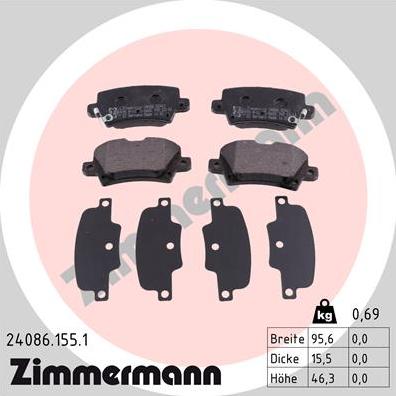 Zimmermann 24086.155.1 - Komplet Pločica, disk-kočnica www.molydon.hr