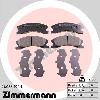 Zimmermann 24083.190.1 - Komplet Pločica, disk-kočnica www.molydon.hr