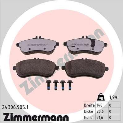 Zimmermann 24306.905.1 - Komplet Pločica, disk-kočnica www.molydon.hr