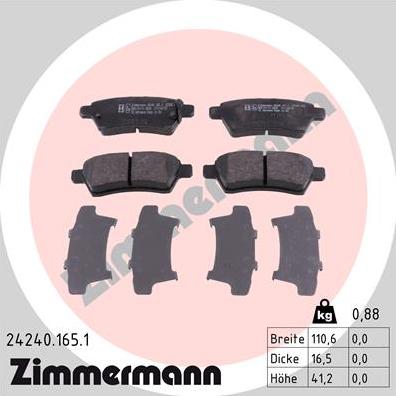 Zimmermann 24240.165.1 - Komplet Pločica, disk-kočnica www.molydon.hr