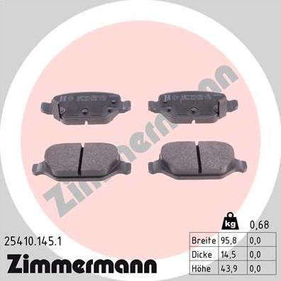 Zimmermann 25410.145.1 - Komplet Pločica, disk-kočnica www.molydon.hr