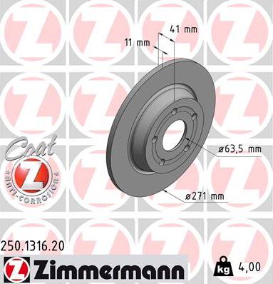 Zimmermann 250.1316.20 - Kočioni disk www.molydon.hr