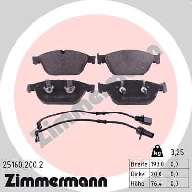 Zimmermann 25160.200.2 - Komplet Pločica, disk-kočnica www.molydon.hr