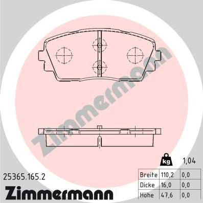 Zimmermann 25365.165.2 - Komplet Pločica, disk-kočnica www.molydon.hr