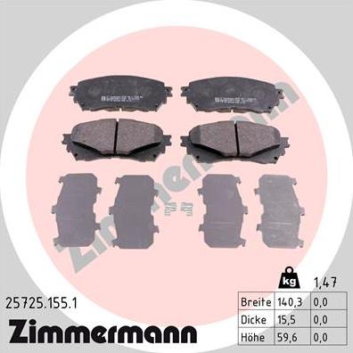 Zimmermann 25725.155.1 - Komplet Pločica, disk-kočnica www.molydon.hr
