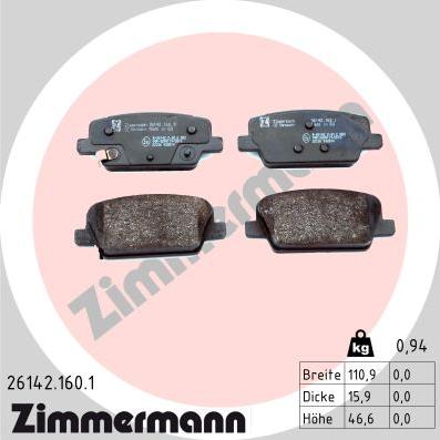 Zimmermann 26142.160.1 - Komplet Pločica, disk-kočnica www.molydon.hr