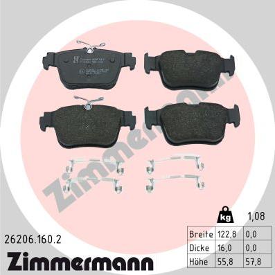 Zimmermann 26206.160.2 - Komplet Pločica, disk-kočnica www.molydon.hr