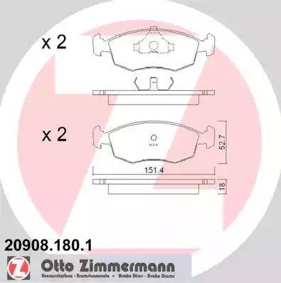 Zimmermann 20908.180.1 - Komplet Pločica, disk-kočnica www.molydon.hr