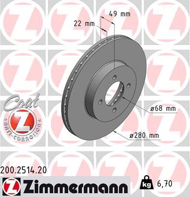 Zimmermann 200.2514.20 - Kočioni disk www.molydon.hr