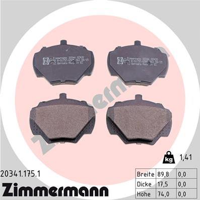 Zimmermann 20341.175.1 - Komplet Pločica, disk-kočnica www.molydon.hr