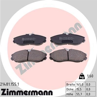 Zimmermann 21481.155.1 - Komplet Pločica, disk-kočnica www.molydon.hr