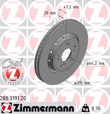 Zimmermann 280.3191.20 - Kočioni disk www.molydon.hr