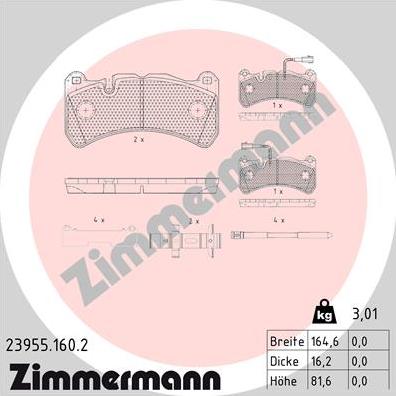 Zimmermann 23955.160.2 - Komplet Pločica, disk-kočnica www.molydon.hr