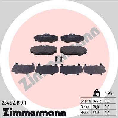 Zimmermann 23452.190.1 - Komplet Pločica, disk-kočnica www.molydon.hr