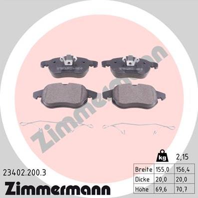 Zimmermann 23402.200.3 - Komplet Pločica, disk-kočnica www.molydon.hr