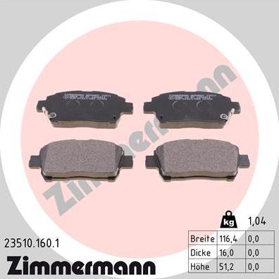 Zimmermann 23510.160.1 - Komplet Pločica, disk-kočnica www.molydon.hr