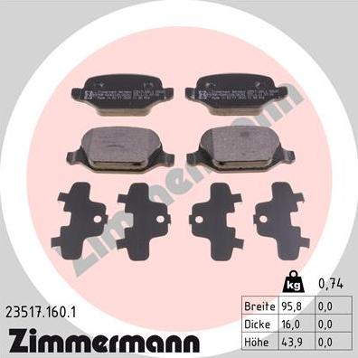 Zimmermann 23517.160.1 - Komplet Pločica, disk-kočnica www.molydon.hr