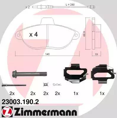 Zimmermann 23003.190.2 - Komplet Pločica, disk-kočnica www.molydon.hr