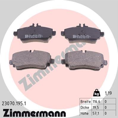 Zimmermann 23070.195.1 - Komplet Pločica, disk-kočnica www.molydon.hr