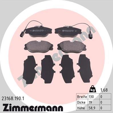 Zimmermann 23168.190.1 - Komplet Pločica, disk-kočnica www.molydon.hr