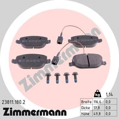 Zimmermann 23811.180.2 - Komplet Pločica, disk-kočnica www.molydon.hr