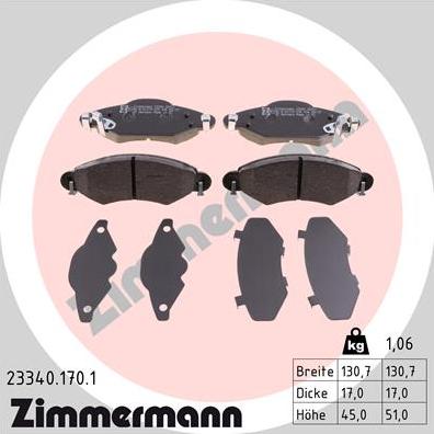 Zimmermann 23340.170.1 - Komplet Pločica, disk-kočnica www.molydon.hr