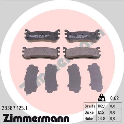 Zimmermann 23387.125.1 - Komplet Pločica, disk-kočnica www.molydon.hr