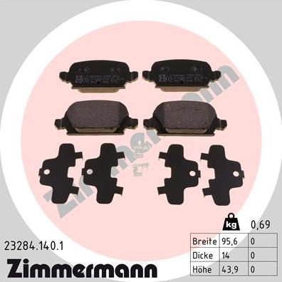 Zimmermann 23284.140.1 - Komplet Pločica, disk-kočnica www.molydon.hr