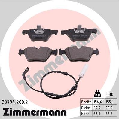 Zimmermann 23794.200.2 - Komplet Pločica, disk-kočnica www.molydon.hr