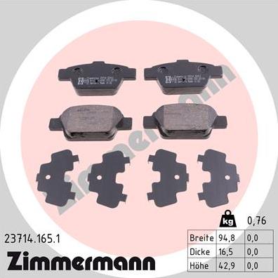 Zimmermann 23714.165.1 - Komplet Pločica, disk-kočnica www.molydon.hr