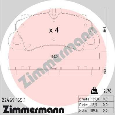 Zimmermann 22469.165.1 - Komplet Pločica, disk-kočnica www.molydon.hr